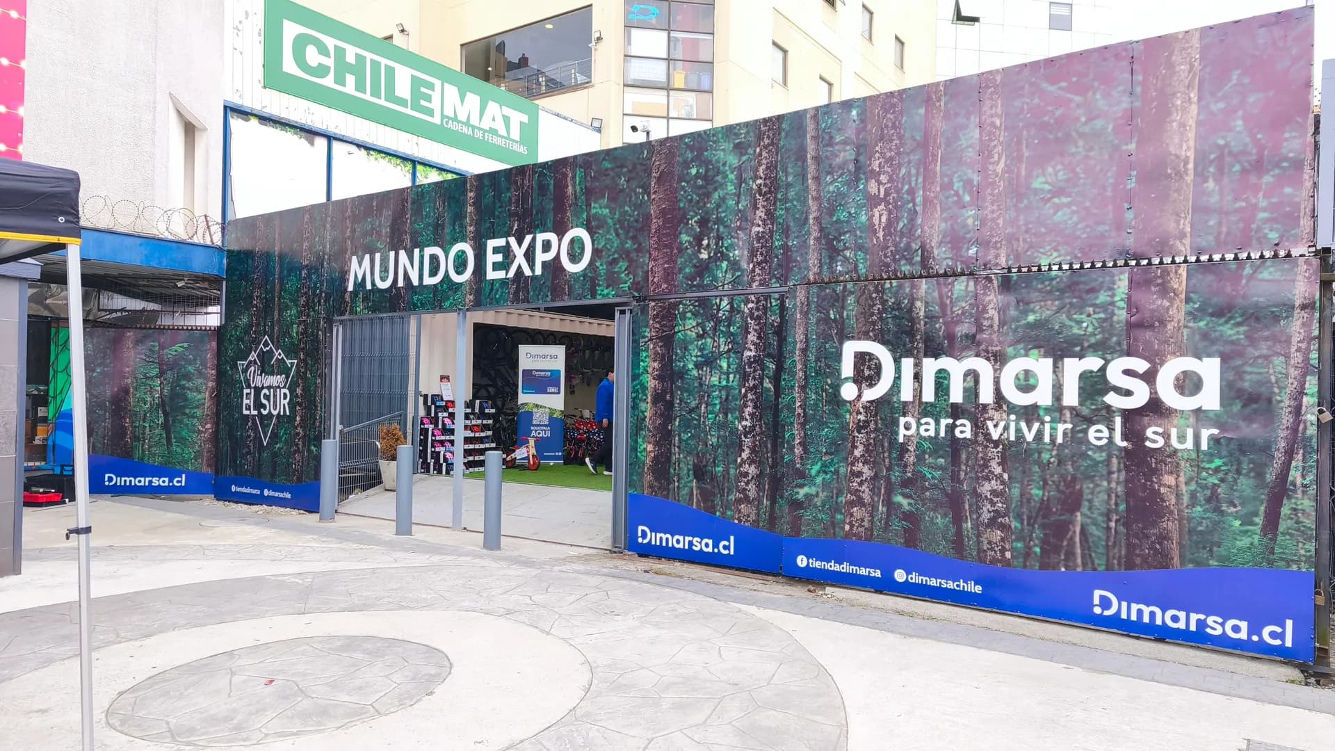 Diseño gráfico y proyecto integral Mundo Expo en Dimarsa Casa Matriz Puerto Montt